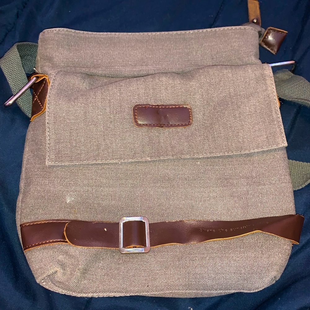 Grey belted sachel bag